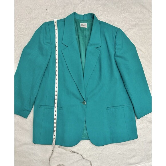 Women's Vintage Plus Size KORET Teal Green Turquoise Lined Blazer - Picture 7 of 10